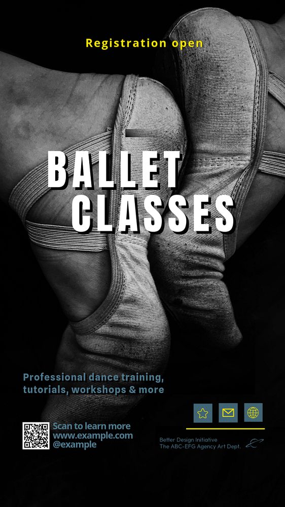 Ballet classes Instagram story template, editable design