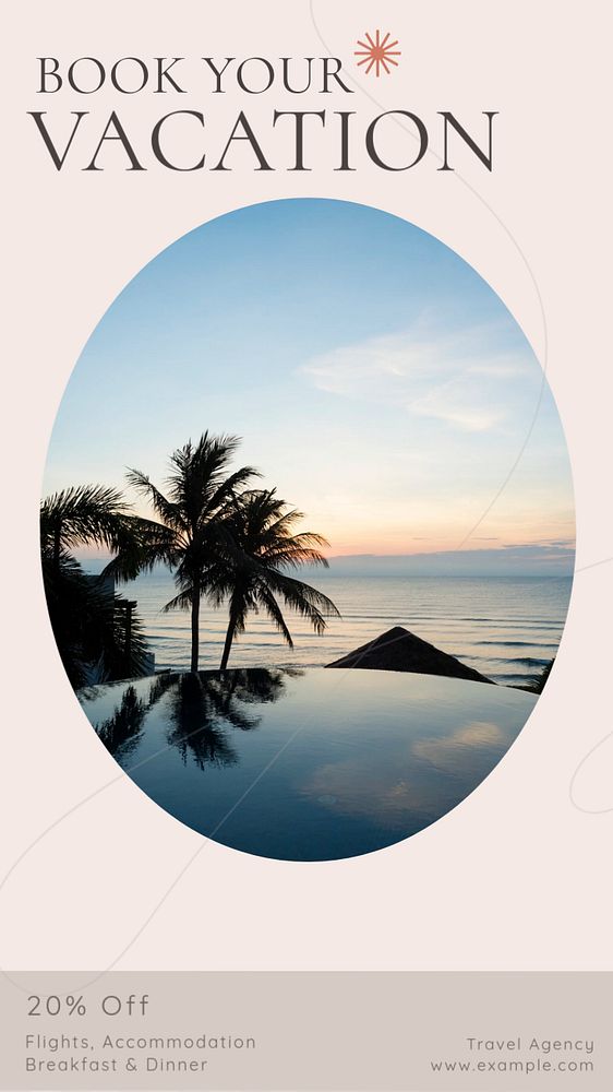 Book your vacation  Instagram story template, editable text