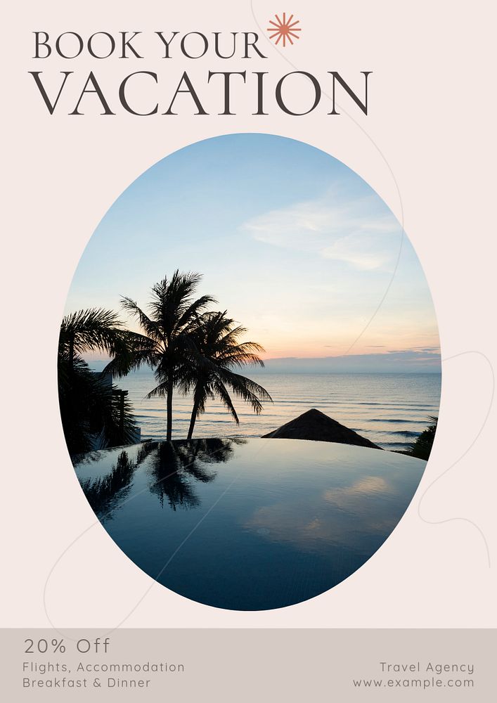 Book your vacation  poster template, editable text and design