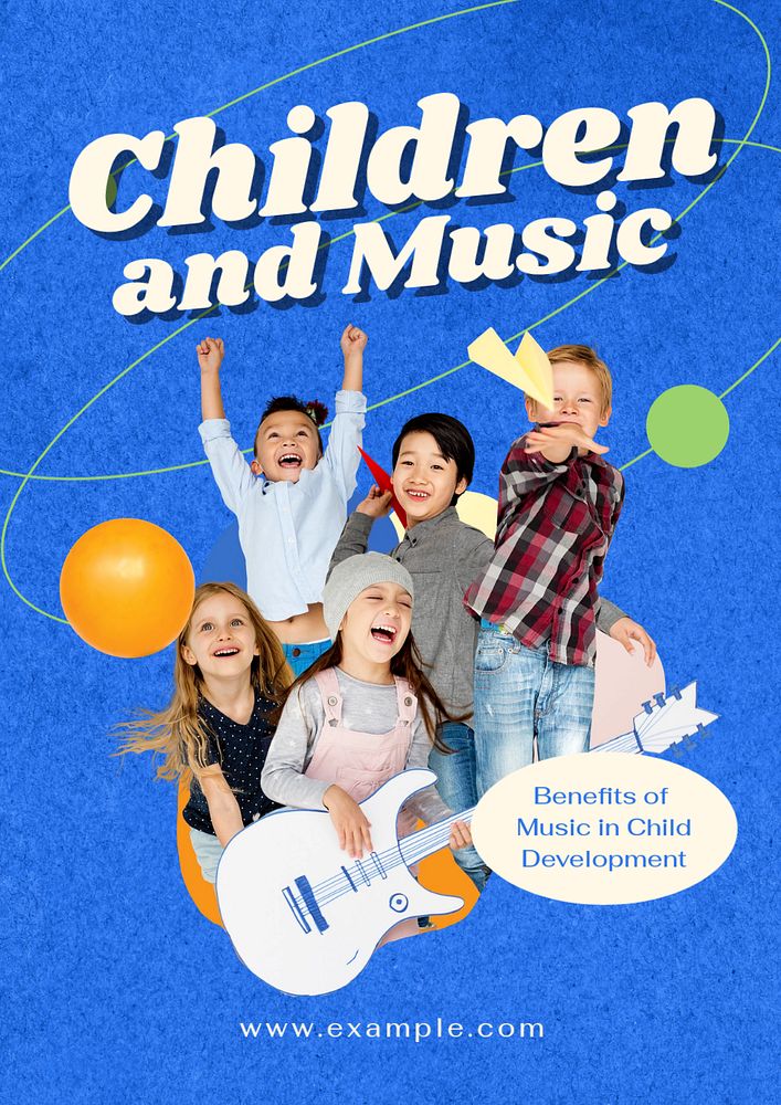 Children and music poster template, editable text and design