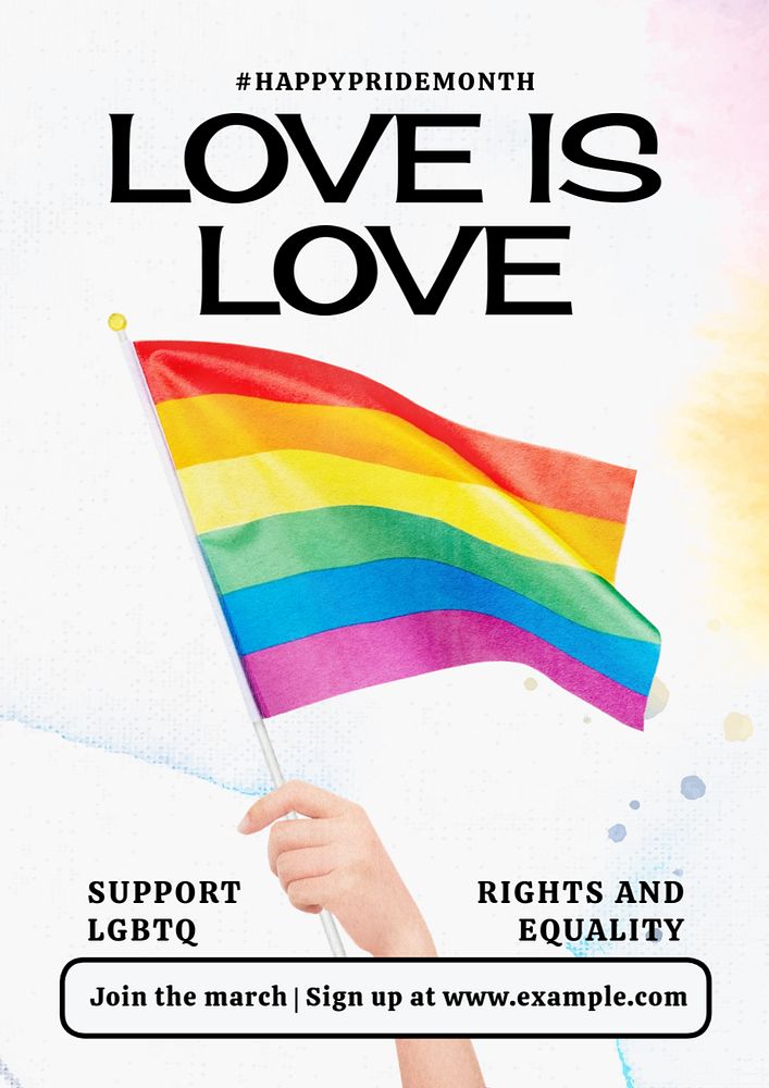 Love is love poster template, editable text and design