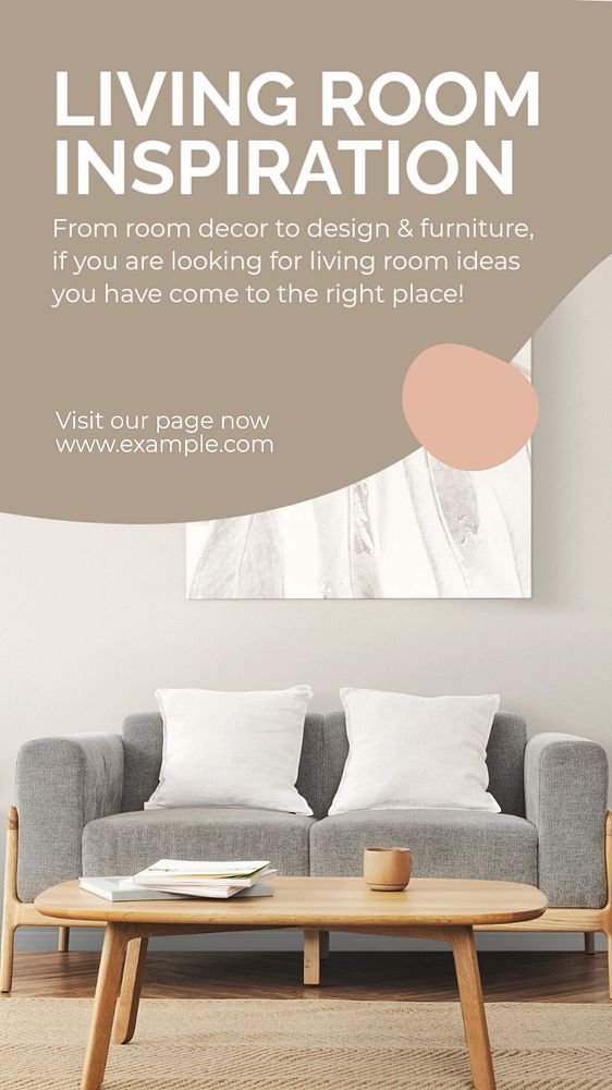 Living room inspiration  Instagram story template, editable text