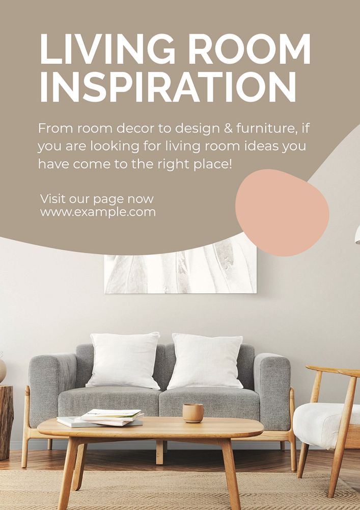 Living room inspiration  poster template, editable text and design