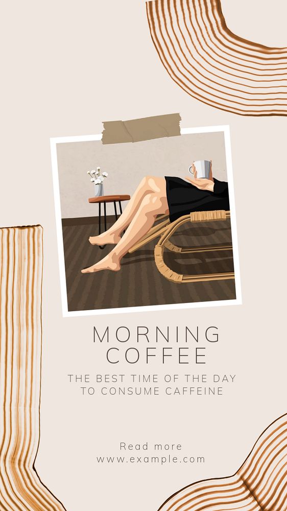 Morning coffee  Instagram story template, editable text