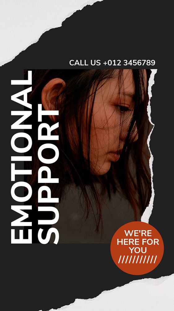 Emotional support  Instagram story template, editable text