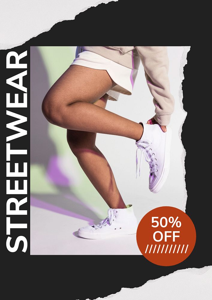 Streetwear sale  poster template, editable text and design