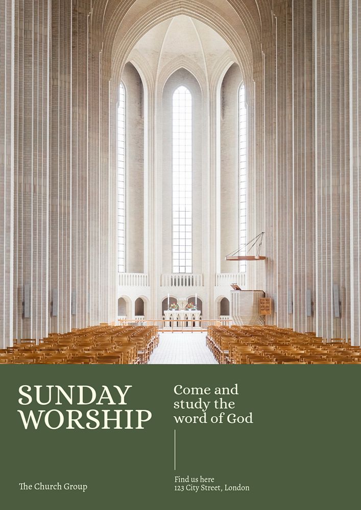 Sunday worship poster template, editable text and design