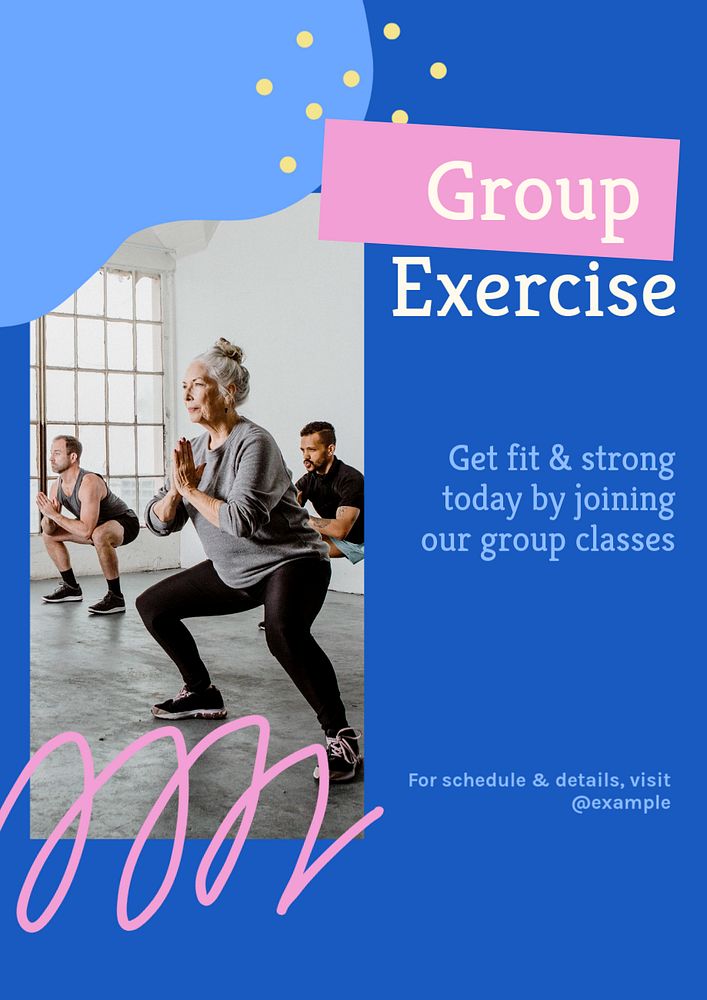 Group exercise poster template, editable text and design