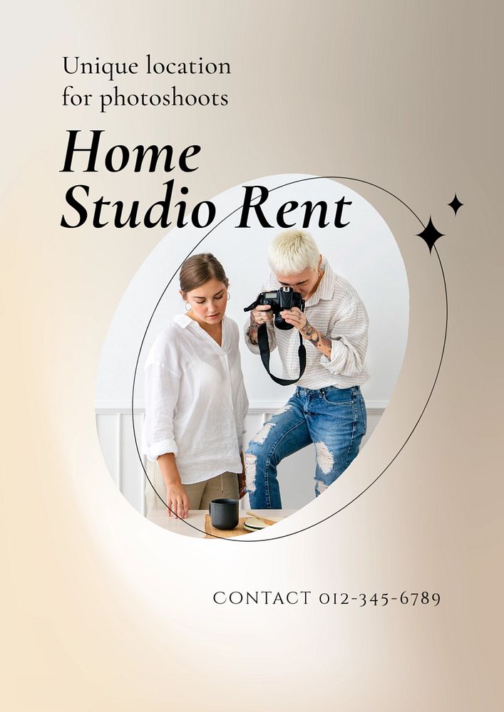 Home studio rental  poster template, editable text and design