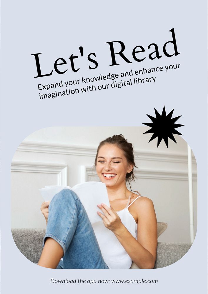 Reading & library  poster template, editable text and design