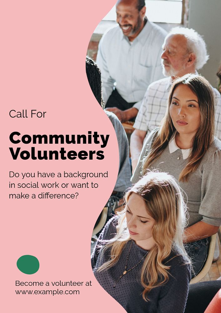 Community volunteers  poster template, editable text and design