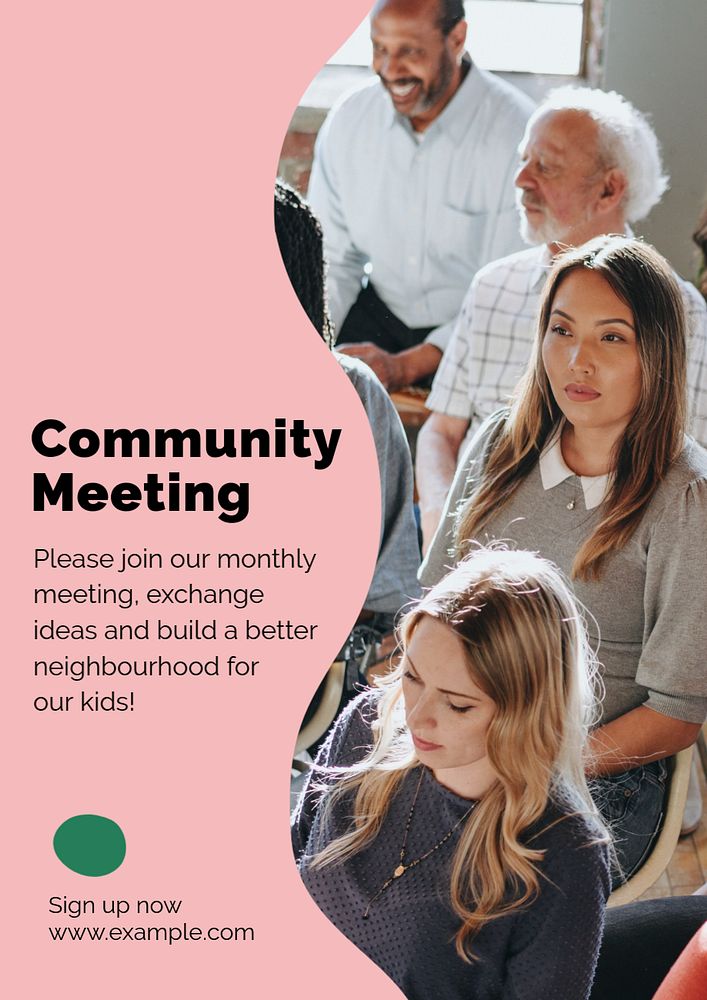 Community meeting  poster template, editable text and design