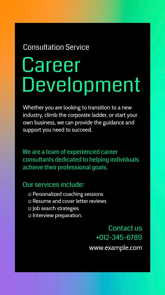 Career development Instagram story template, editable text