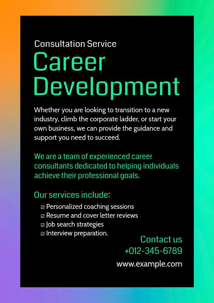 Career development poster template, editable text and design