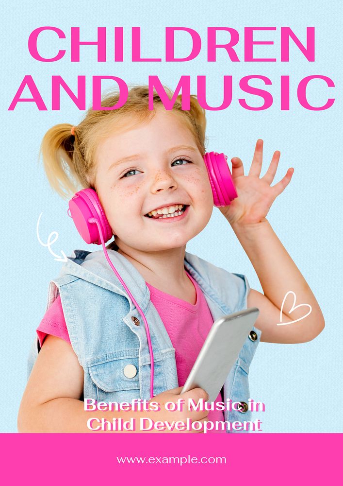 Children and music poster template, editable text and design