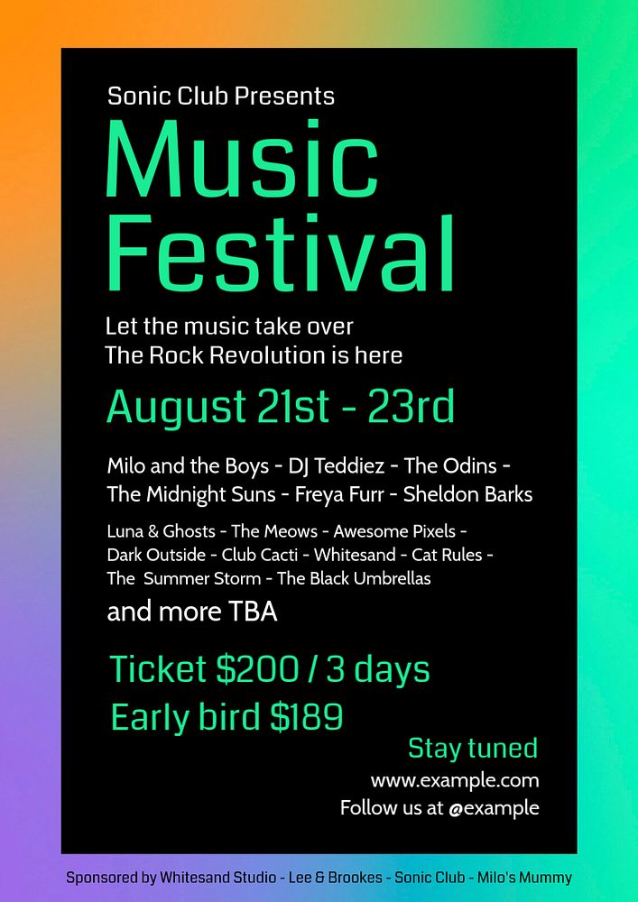 Music festival poster template, editable text and design