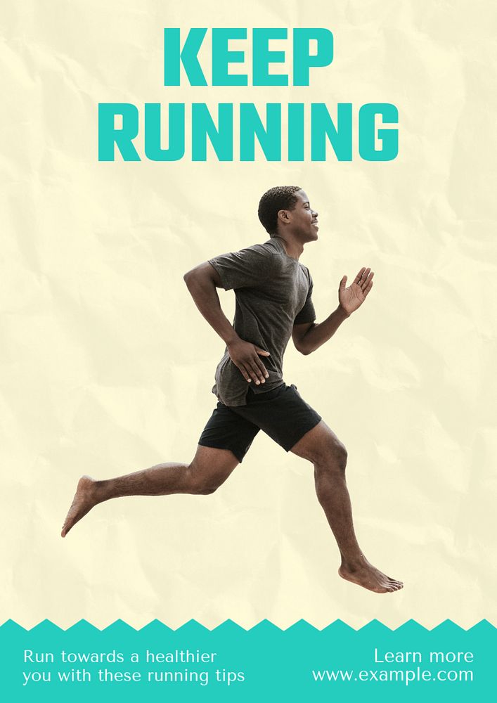 Keep running poster template, editable text and design