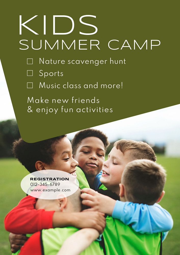 Kids Summer camp  poster template, editable text and design