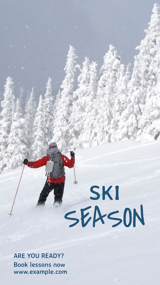 Ski lesson Instagram story template, editable text