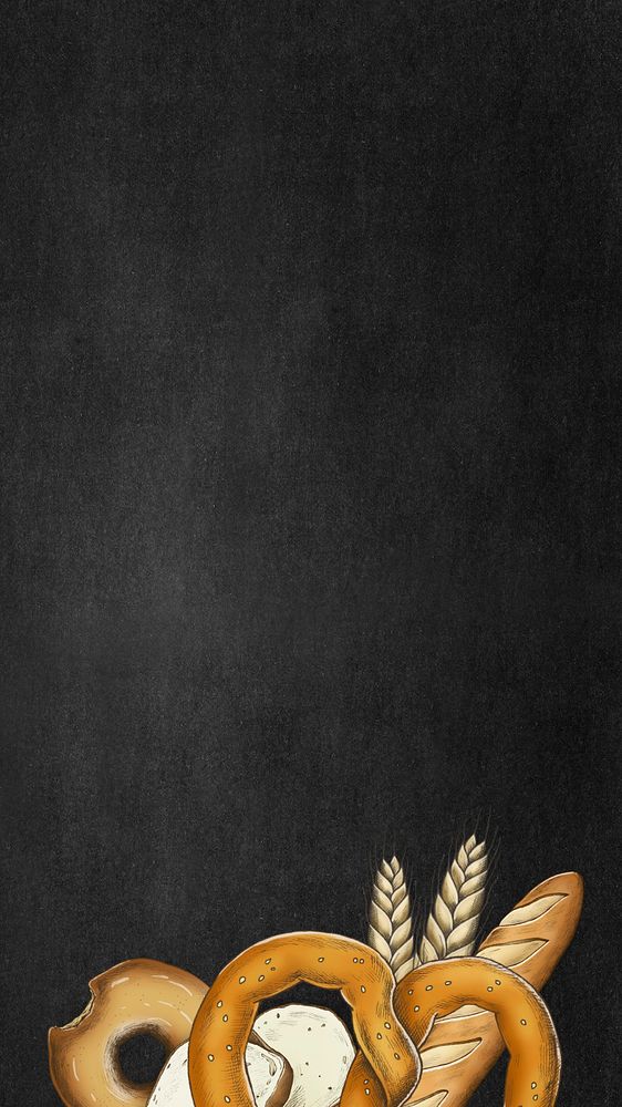 Black iPhone wallpaper editable bread border