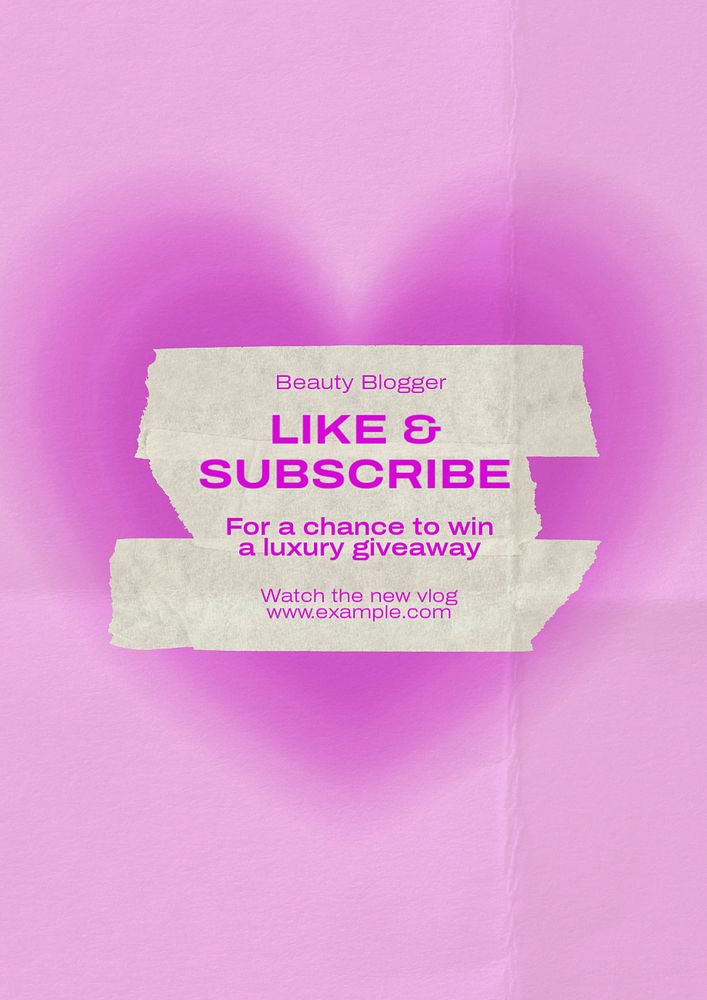 Like & subscribe poster template, editable text and design