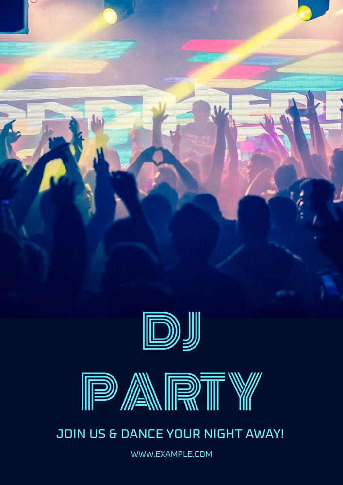 DJ party poster template, editable text and design