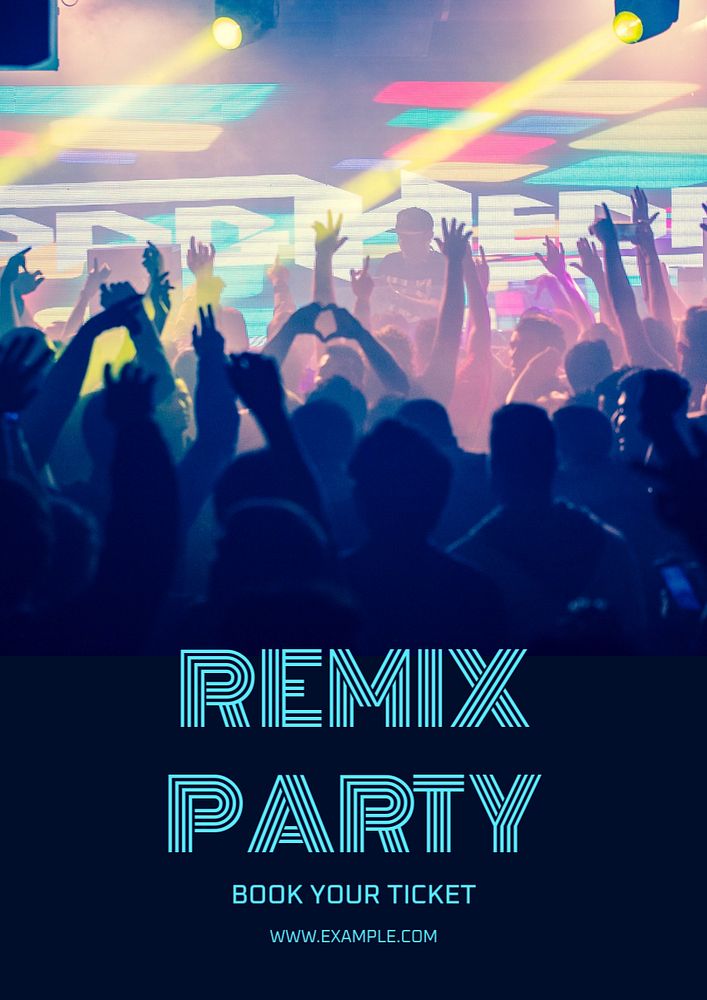 Remix party poster template, editable text and design