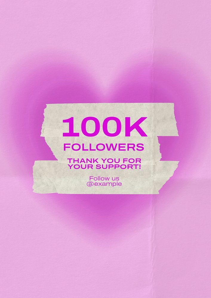 100k followers poster template, editable text and design