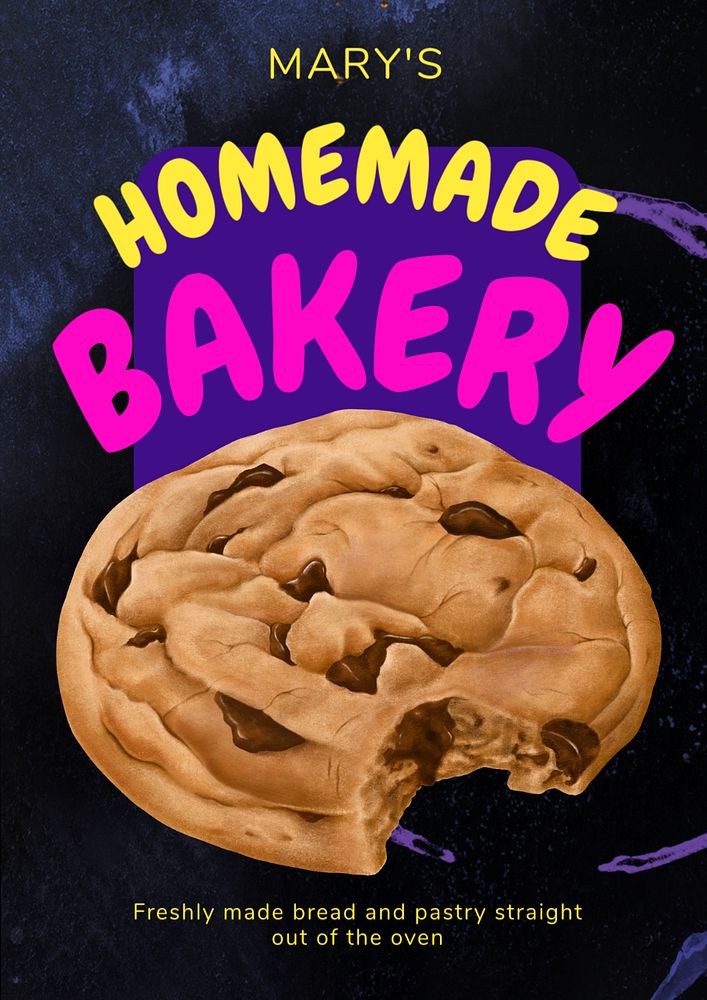 Homemade bakery poster template, editable text and design