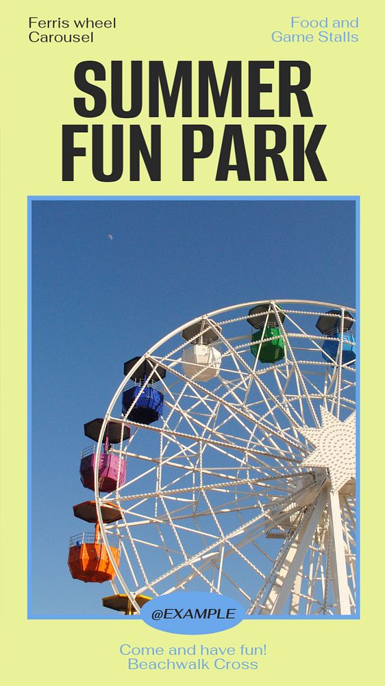 Summer fun park Instagram story template, editable text