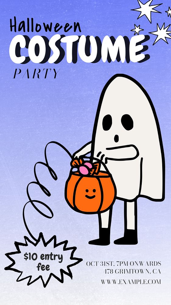 Halloween costume party Instagram story template, editable text