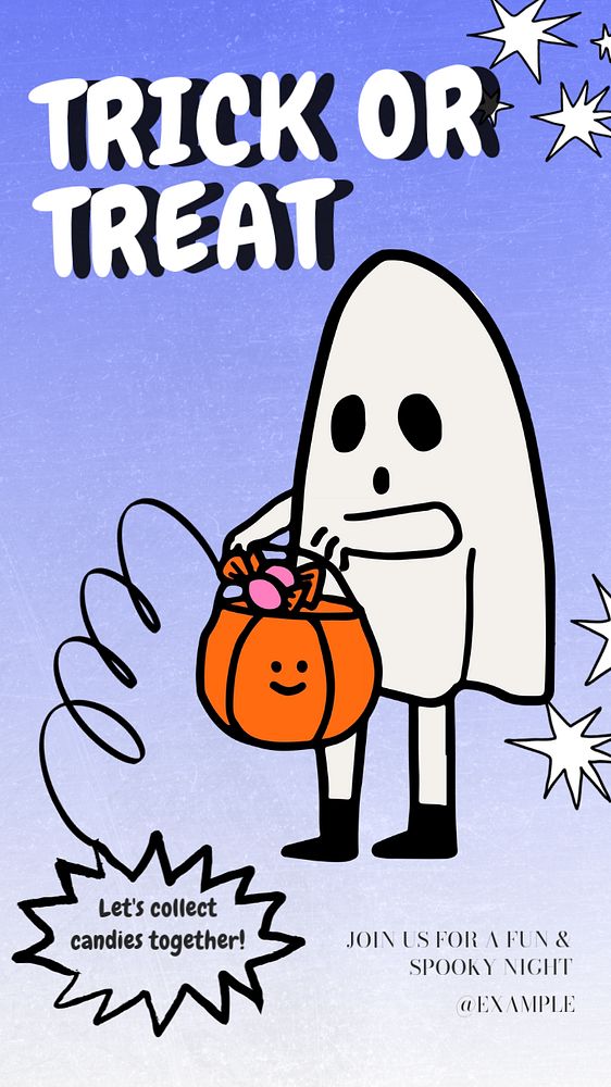 Trick or treat Instagram story template, editable text