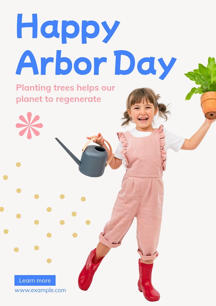 Happy arbor day poster template, editable text and design