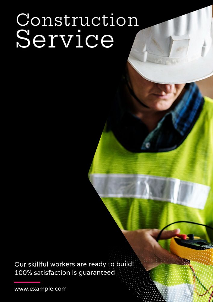 Construction service  poster template, editable text and design