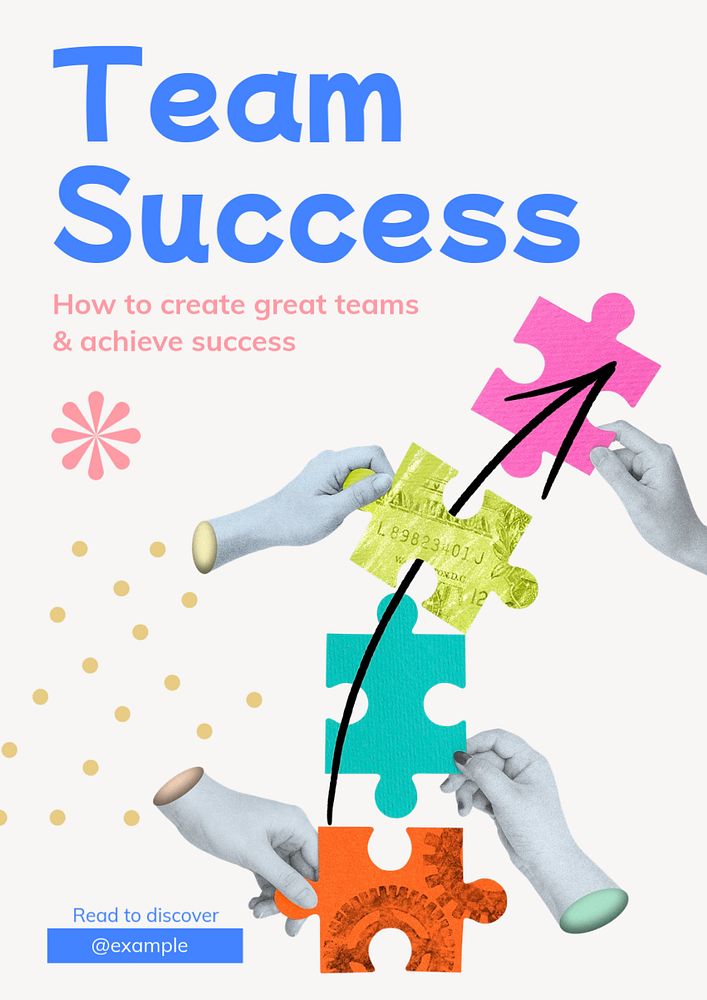 Team success  poster template, editable text and design