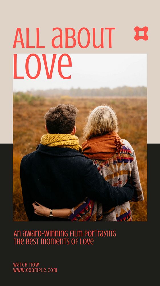 Love film  Instagram story template, editable text