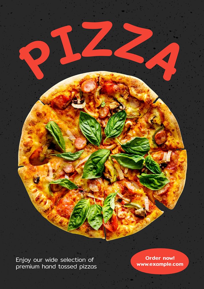 Pizza restaurant poster template, editable text and design