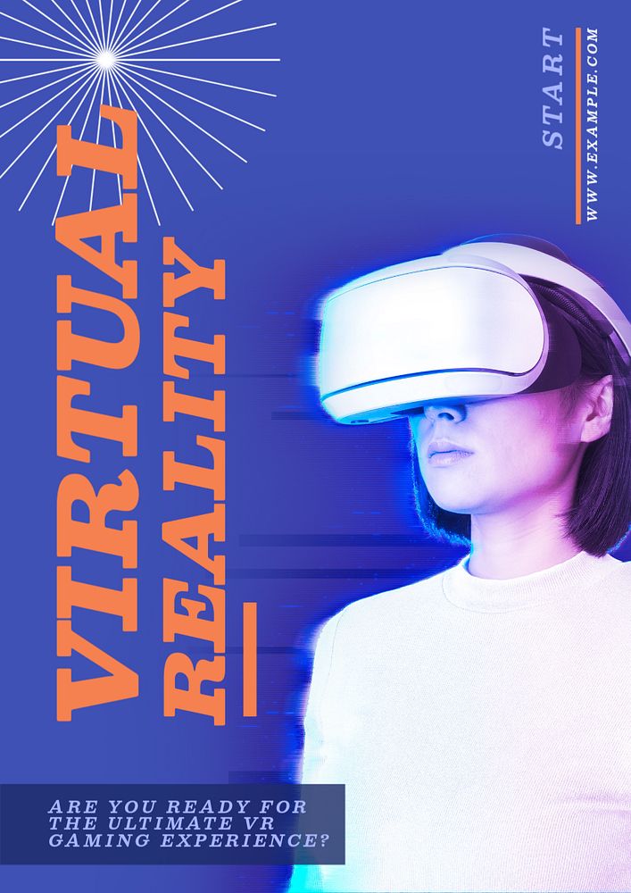 Virtual reality poster template, editable text and design