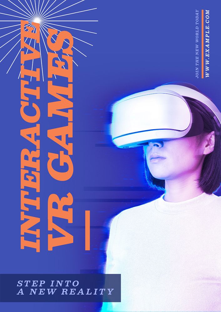 VR games poster template, editable text and design