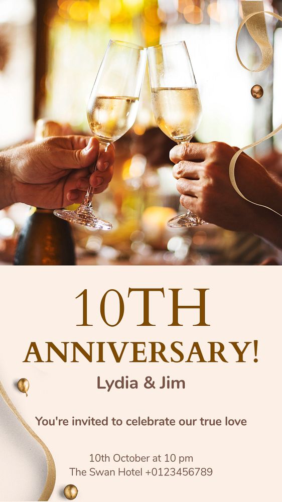 Wedding anniversary  Instagram story template, editable text