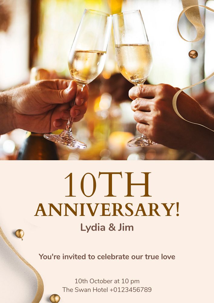 Wedding anniversary  poster template, editable text and design