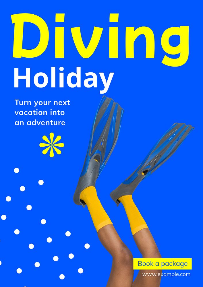 Diving holiday  poster template, editable text and design