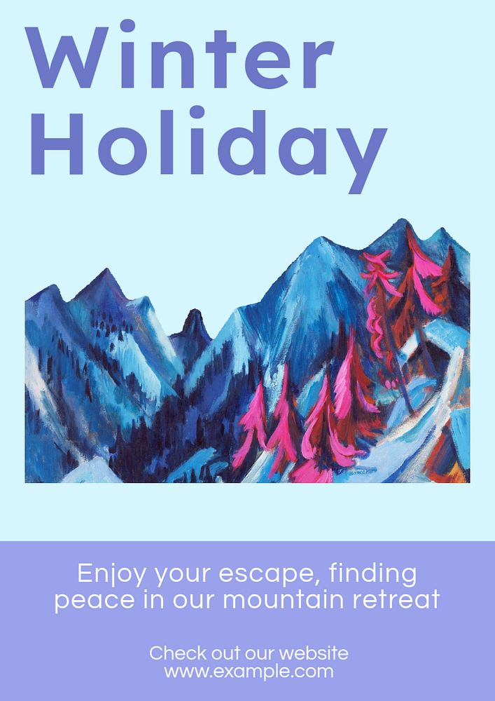 Winter holiday poster template, editable text and design