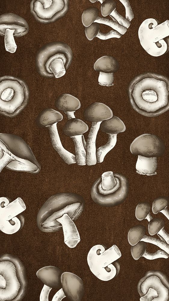 Brown mushroom iPhone wallpaper editable pattern 