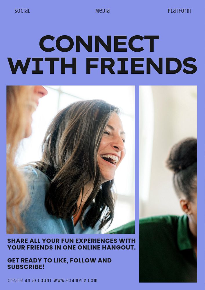 Connect with friends  poster template, editable text and design