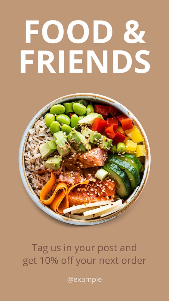 Food & friends Instagram story template, editable text