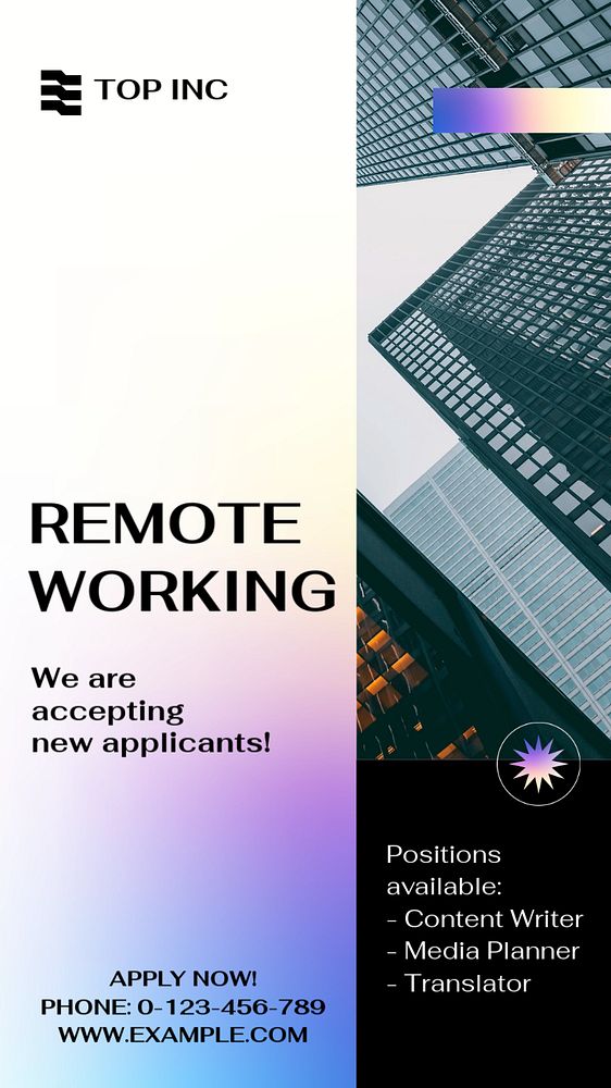 Remote working  Instagram story template, editable text