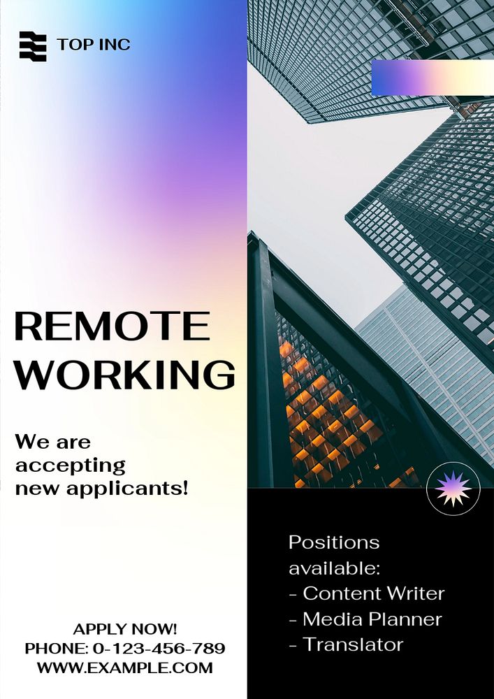 Remote working  poster template, editable text and design