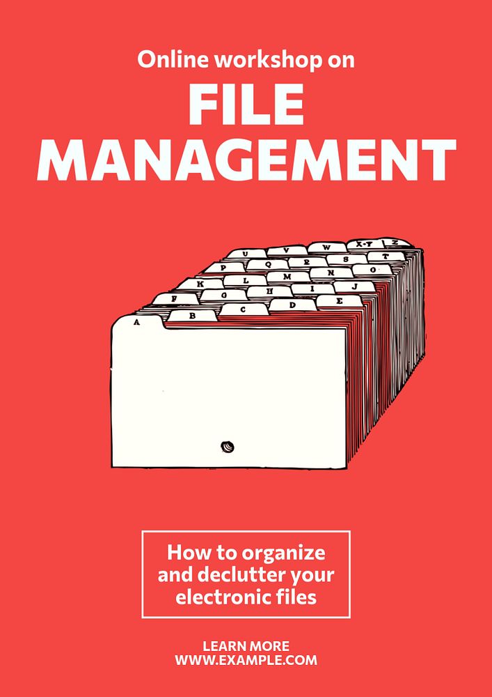 File management  poster template, editable text and design