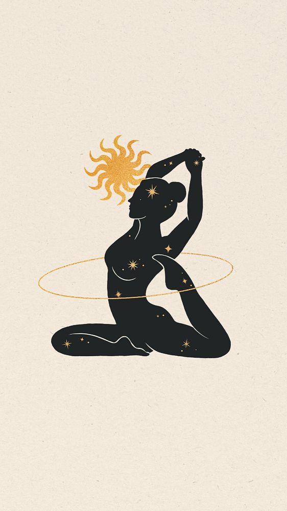 Yoga woman, astrology iPhone wallpaper, editable design